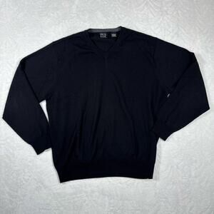 Jos. A. Bank Marino Wool Black V-Neck Long Sleeve Men's Large Sweater Pullover
